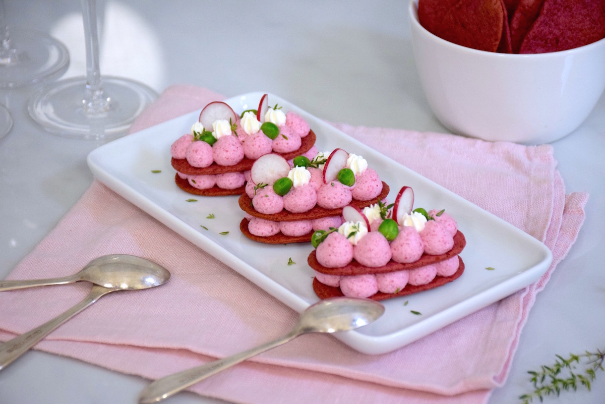 Pink mille-feuilles betteraves chèvre