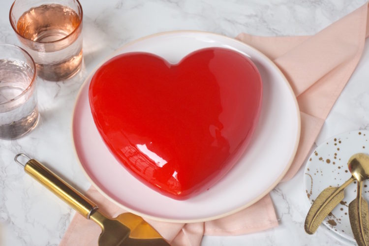 Gâteau coeur fraise pistache St Valentin