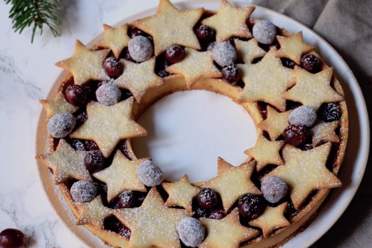 Tarte cranberries orange en couronne