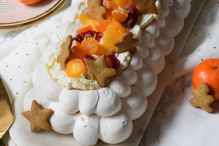 Bûche pavlova aux agrumes